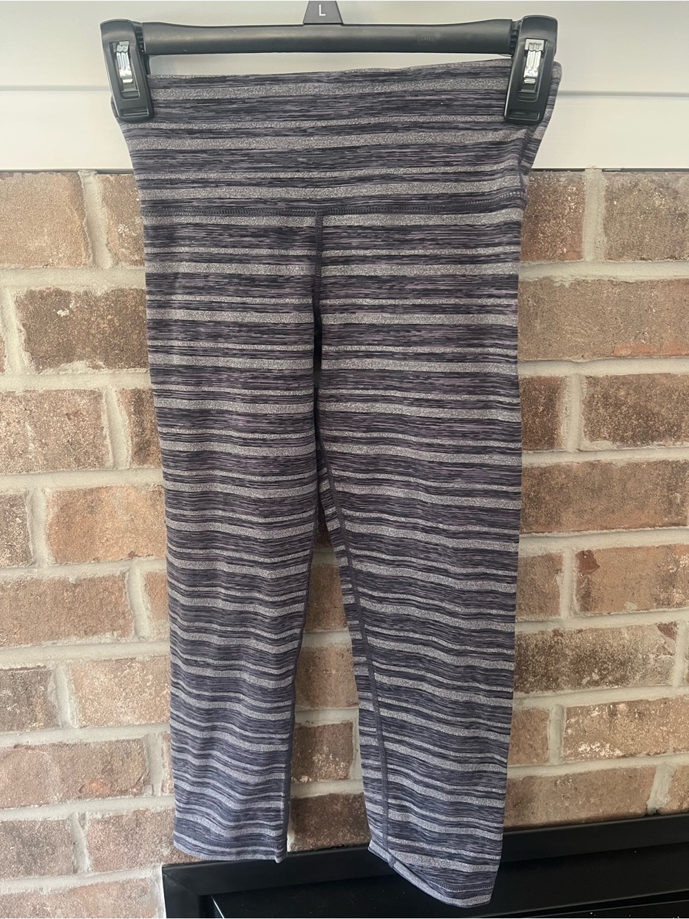 lululemon athletica Girls Black and Gray Striped Leggings
